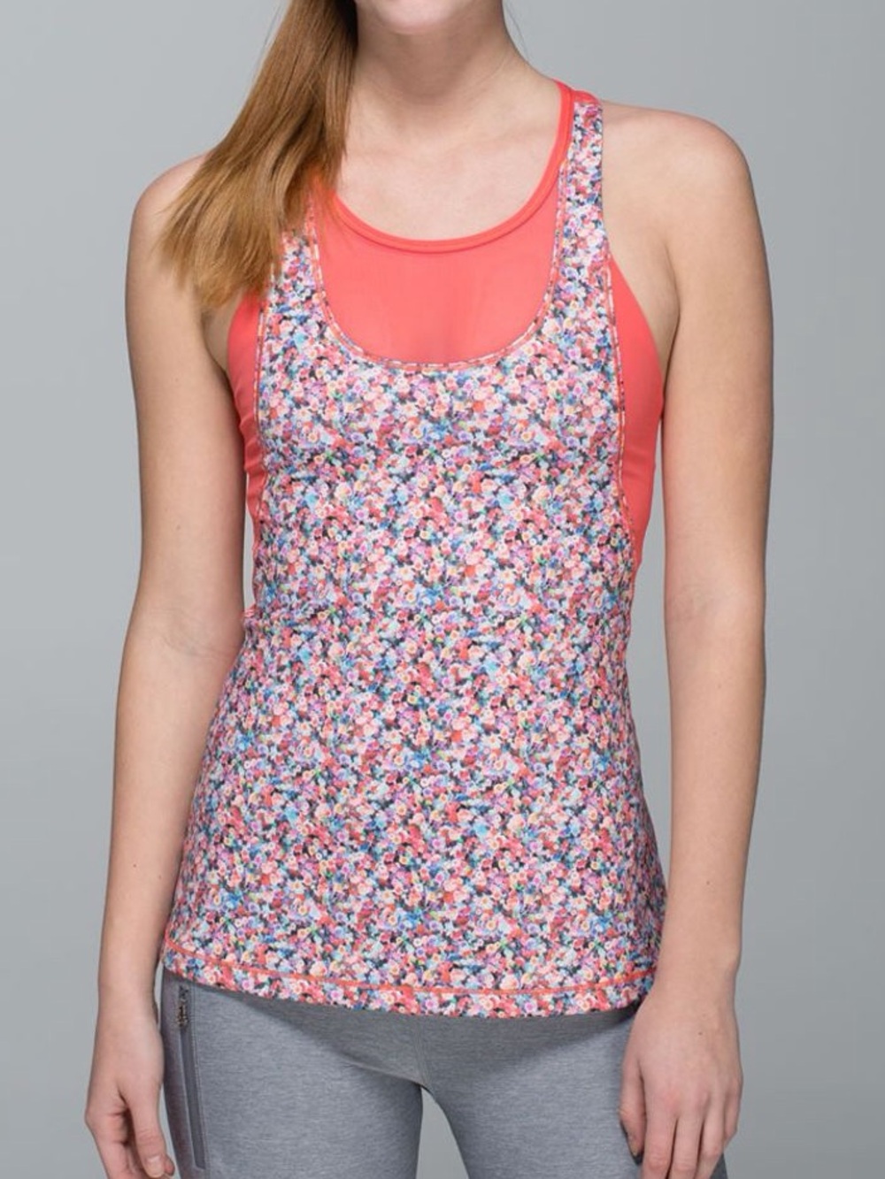 LULULEMON Coral Floral Print Racerback Tank Top Size 8